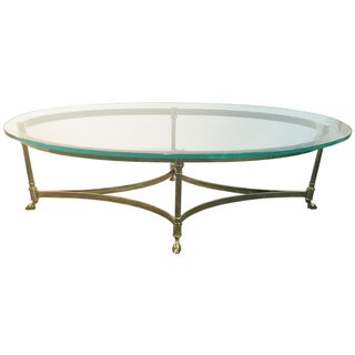 Oval Brass Coffee Table With Hoof Feet For Sale