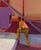 Worker by Hiroshi Sato | Oil on canvas of a construction worker in an orange vest. For Sale