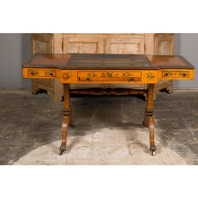 19th Century English 19th Century Satinwood Table with Tilt Top Writing Area and Checkerboard For Sale - Image 5 of 12