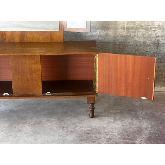 Vintage Wooden Dressing Table with Triptych Mirror, 1950s For Sale - Image 15 of 18