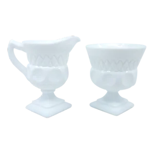 Vintage McKee Plymouth Milk Glass Cream and Sugar