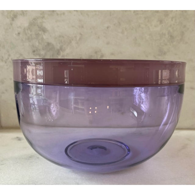 Beautiful vintage Swedish purple glass bowl signed by Richard Rackham for significant designer Sigurd Persson. Signed on...