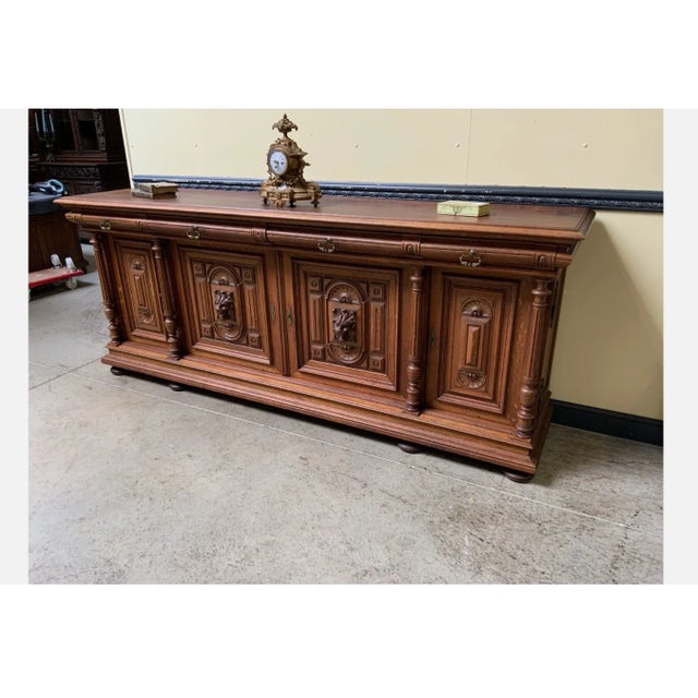 Brown Antique Credenza in Oak, 1880 For Sale - Image 8 of 9
