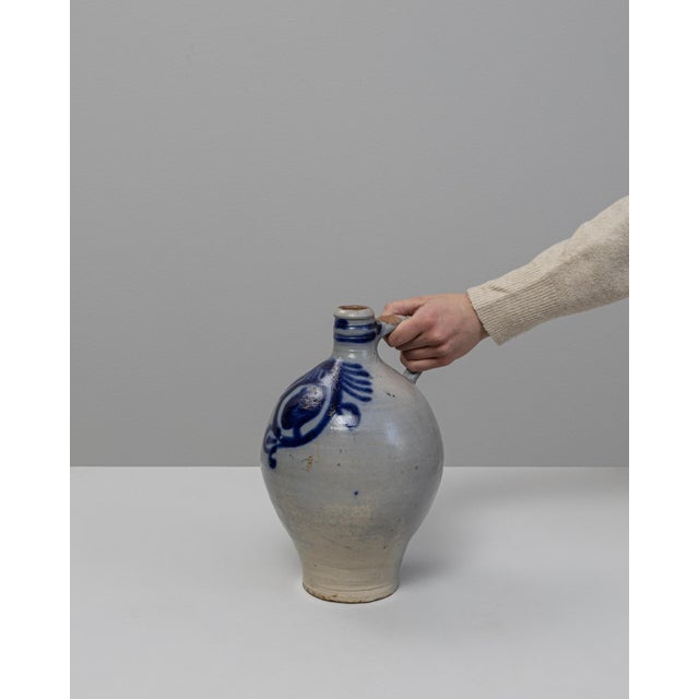 Traditional 20th Century Belgian Traditional Blue and Gray Ceramic Vase for Home Decor For Sale - Image 3 of 18
