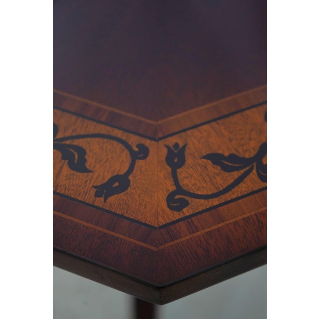 Kindel Inlaid Mahogany Neoclassical Hexagon End Table For Sale In Philadelphia - Image 6 of 14