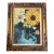 1950’s Original Modernist Still Life Painting With Sunflower Ornate Carved Wood Frame Signed For Sale