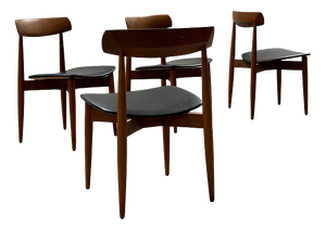 Dining Chairs in Teak and Black Leather by H.W. Klein for Bramin, Denmark, 1960s, Set of 4