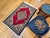 Textile Vintage Persian Qum Area Rug, Hand-Knotted Wool, Geometric Medallion Pattern, 3x5, Red & Navy For Sale - Image 7 of 18