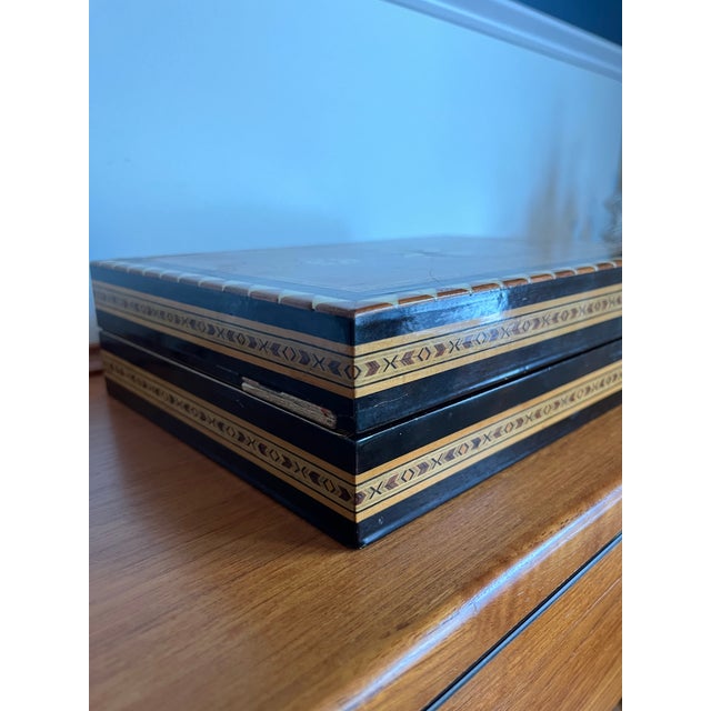 1960s Italian Sorrento Marquetry Folding Chess Game Box With Hidden Drawers For Sale - Image 5 of 10