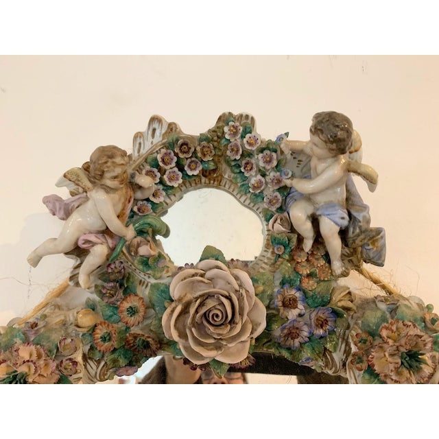 German Mirror with Candlesticks in Polychrome Porcelain For Sale - Image 16 of 17
