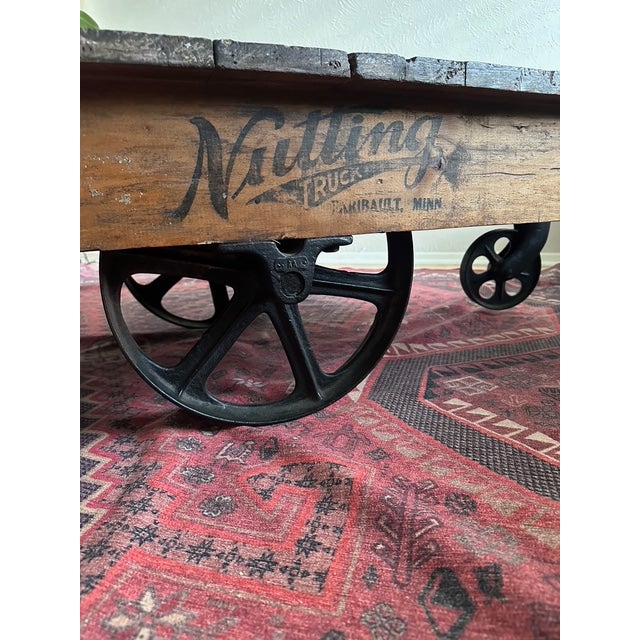 Rare 1940's Nutting Truck Co. Cart Coffee Table | Model 140/141 | Faribault Minn For Sale - Image 4 of 9