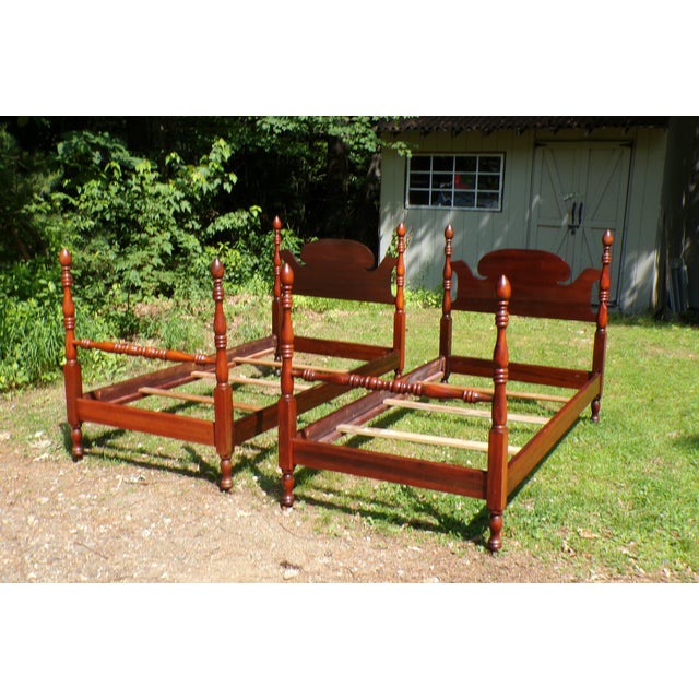 Vintage Pair Cherry Poster Beds Twin Bed Frames For Sale - Image 4 of 12