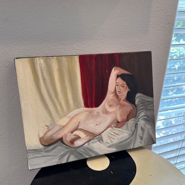 Figurative “In Her Room” Reclining Nude Original Oil on Canvas by Michelle Collins For Sale - Image 3 of 4