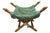 Vintage Faux Bois Draped Stool With Carved Bamboo X-Frame For Sale