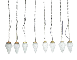 French Pate de Verre Bundle of Grapes Pendant Lights, 1890s, Set of 8