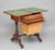 19th Century burr walnut games / work table, the burr walnut moulded edge top folding over to reveal a green baize playing...