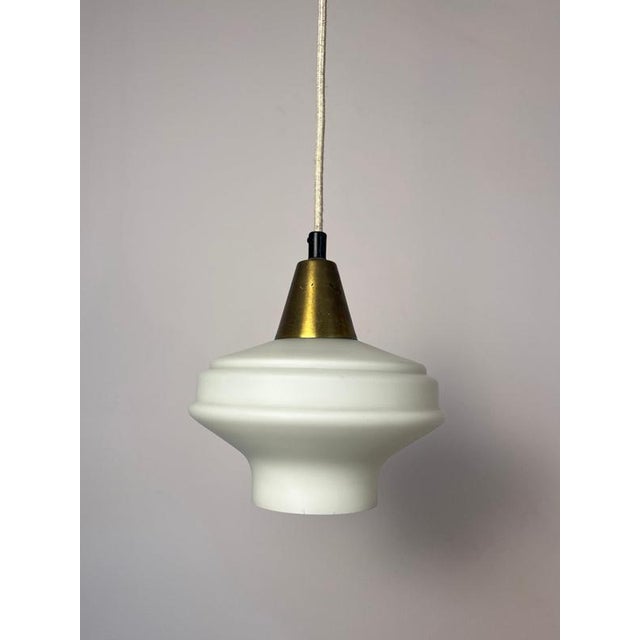 Pendant Lamp in Opal Glass & Brass, Denmark, 1960s, Brass & Glass For Sale - Image 11 of 11