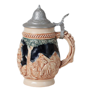 Mid-Century West German 1/8l Beer Stein With Pewter Lid