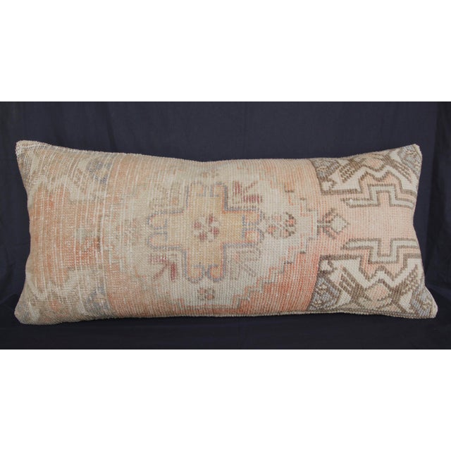 Textile Handmade Muted Tones Rug Lumbar Pillow Cover -15'' X 35'' For Sale - Image 7 of 11