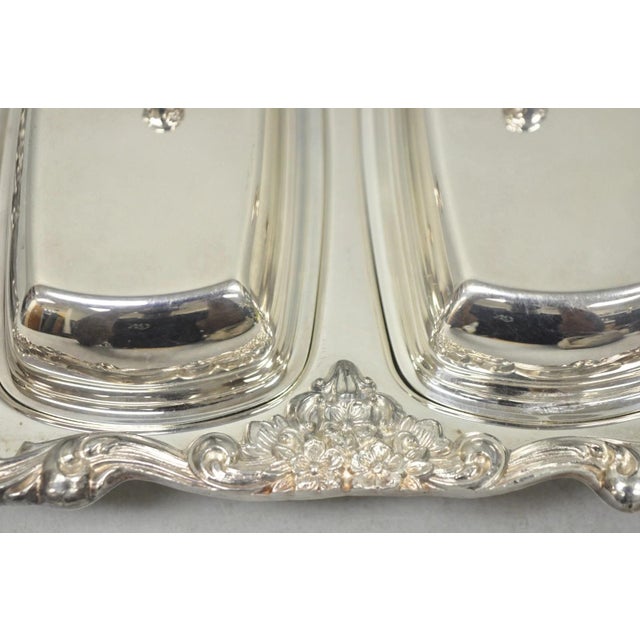 Metal Vintage Poole Lancaster Rose Victorian Silver Plated Twin Double Butter Dish For Sale - Image 7 of 16