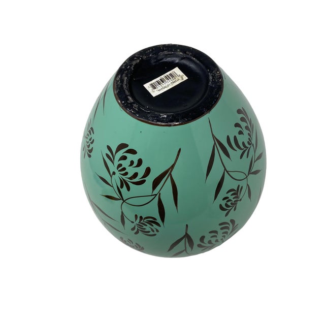 Mid 20th Century Vintage Mint Green Hand Painted Medium Decor Vase. For Sale - Image 4 of 6