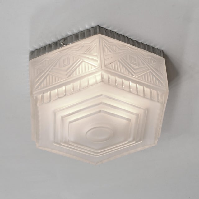 Art Deco 1930s French Art Deco Flush Mount by Georges Leleu France - 2 Available For Sale - Image 3 of 14