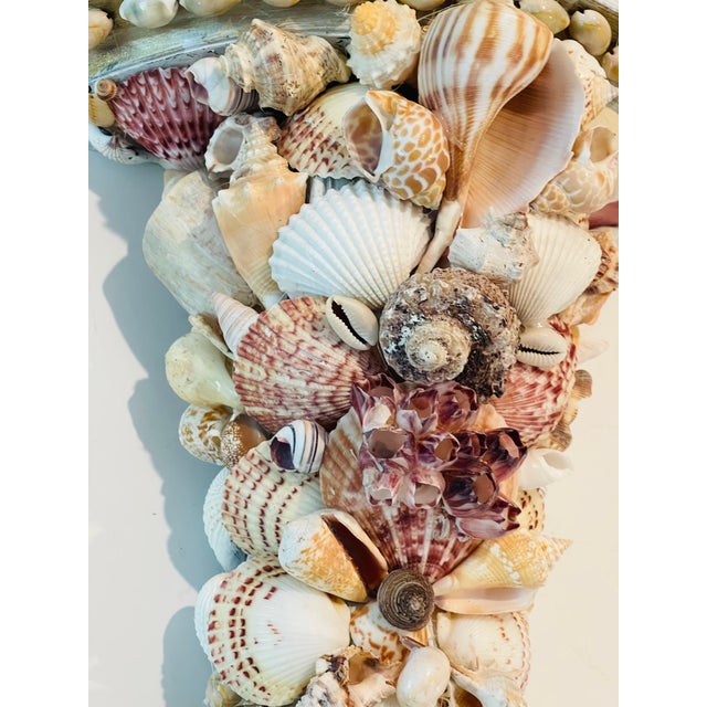 Gorgeous Pair of Sea Shell Encrusted Wall Brackets Sconces For Sale In Miami - Image 6 of 7