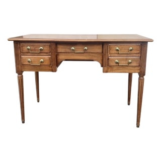 Louis XVI Style Flat Desk with 5 Drawers, 1890s For Sale