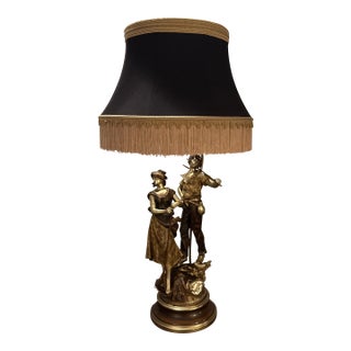 Early 20th Century Large Figural French Lamp For Sale