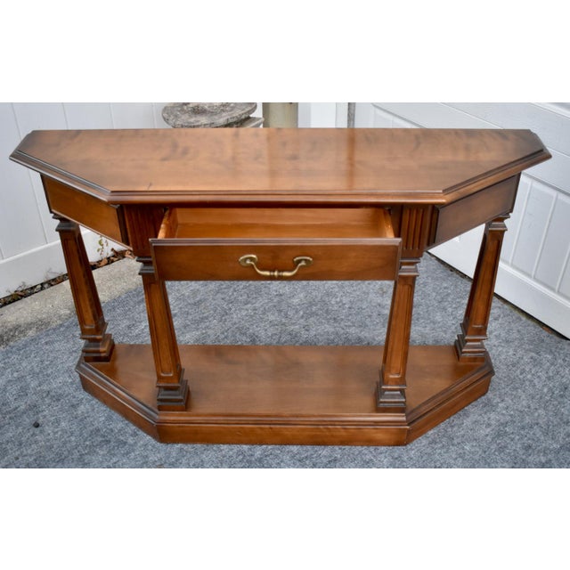 Vintage Ethan Allen Cherry Wood Console Table Entryway Sofa 1 Drawer For Sale - Image 15 of 17