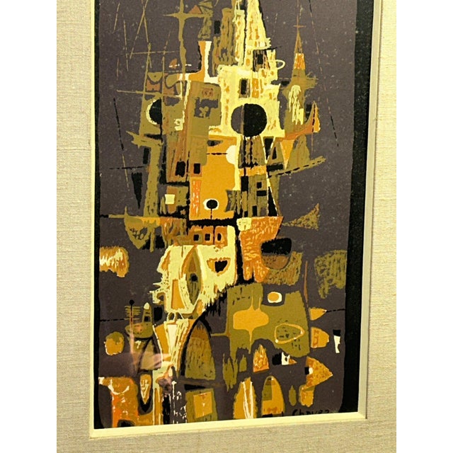 Wood 1956 Edward Chavez Gothic Towers Abstract Modernist Lithograph Woodstock School Art For Sale - Image 7 of 12