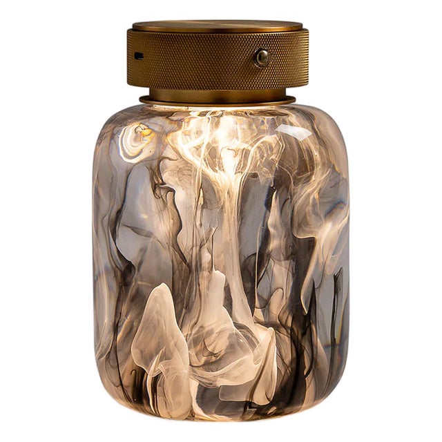 Oceanic Marbled Black LED Cordless Lamp For Sale