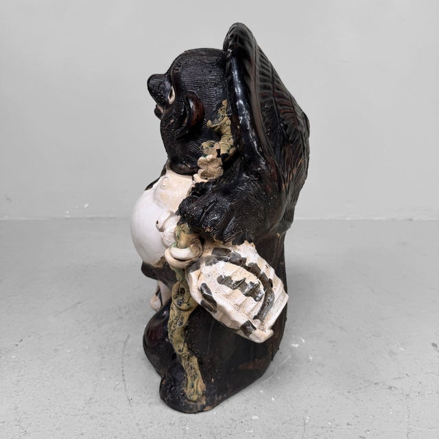 Large Shōwa Shigaraki Earthenware Decorative Tanuki Figure, Japan, 1960s For Sale - Image 4 of 12