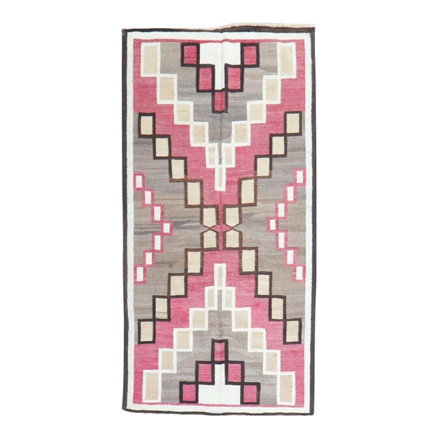 Antique American Navajo Ivory Tribal Rug - 3'5" x 6'2" For Sale