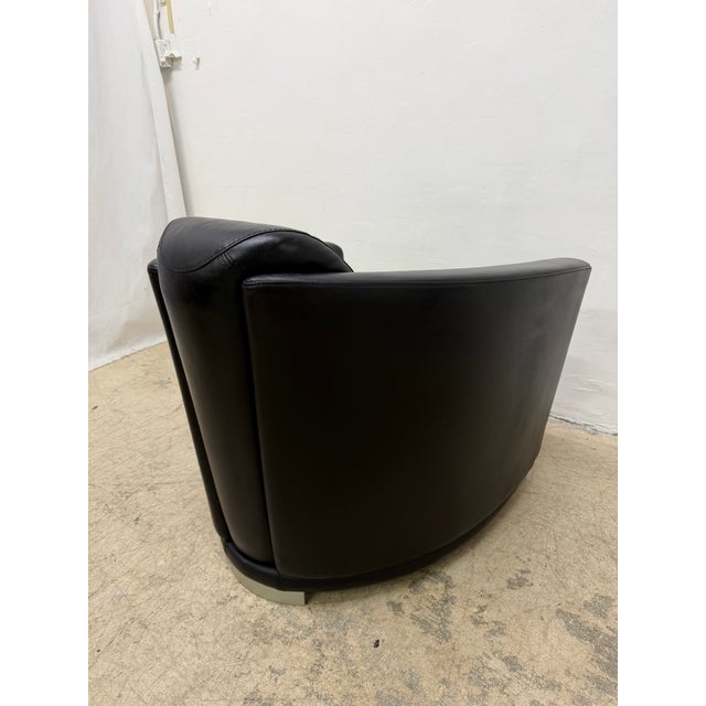 Enzo Luca Art Deco Revival Leather Lounge Chairs and Footrests, 1990s - A Pair For Sale - Image 9 of 18
