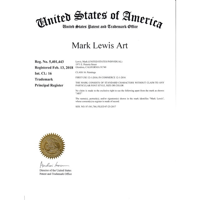 2025 "039-25" Abstract Expressionist Navy & Ochre Painting by Mark Lewis For Sale In Los Angeles - Image 6 of 6