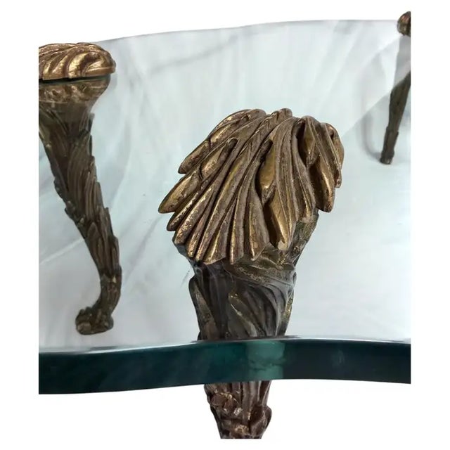 Hollywood Palm Regency Giltwood and Glass Cocktail Table Maison Charles Style For Sale - Image 12 of 14