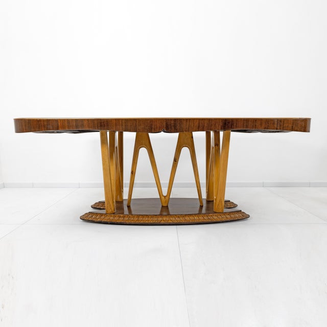 Mid-Century Modern Mid-Century Italian Dining Table with Glass Top and Sculptural Maple Base, 1950s For Sale - Image 3 of 8