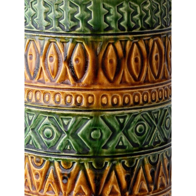 Ochre and Green Ceramic Table Lamp from Bay Keramik, 1970s For Sale - Image 10 of 14
