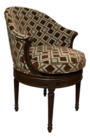 1990s Louis XVI Style Upholstered Swivel Chair