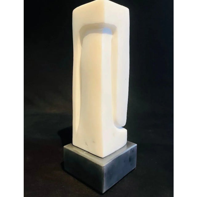 Coffee Mid-Century Modern Abstract White Marble Sculpture by Scott Donadio (11.75” High) For Sale - Image 8 of 9