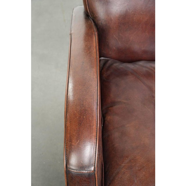 Dark Cognac-Colored Sheepskin Armchairs, Set of 2 For Sale - Image 7 of 16