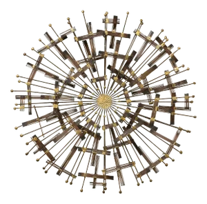 Mid-century Circular Brass and Metal Wall Sculpture in the Manner of Cjere, 1970s