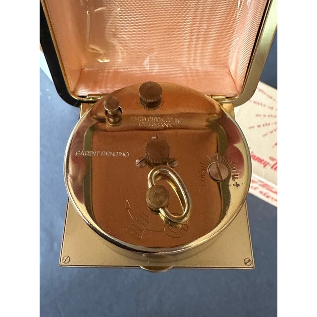 Mid Century 1950s Vintage Travel Alarm Clock Made in Germany For Sale - Image 4 of 12