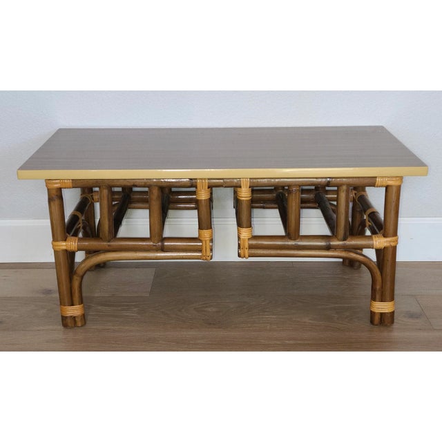 Milo Baughman Calif-Asia Mid Century Rattan & Formica Rectangular Coffee Table For Sale - Image 13 of 13