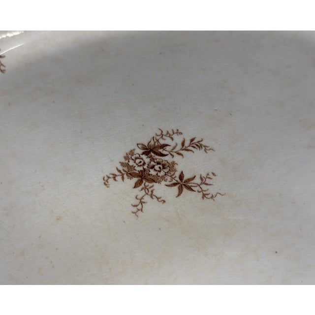 Antique Bourne & Leigh Burslem Ironstone Aberdeen Pattern Brown Transferware Oval Platter, c.1900 For Sale - Image 4 of 6