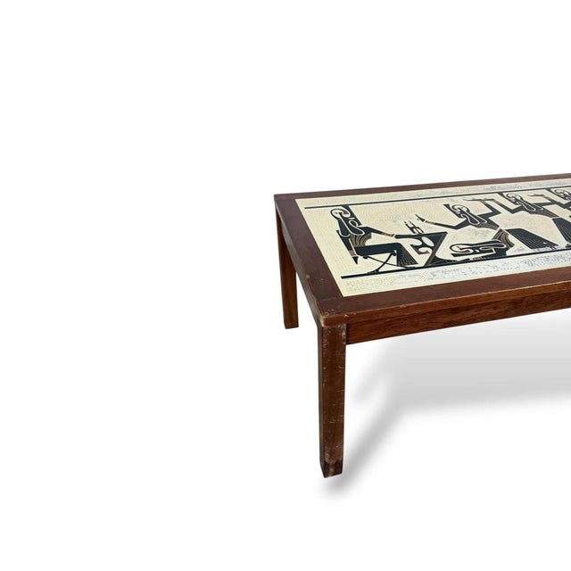 Mid-Century Egyptian-Style Teak and Tile Coffee Table For Sale - Image 3 of 8