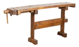 Rustic Carpenters Workbench Narrow Console Table Circa 1900's