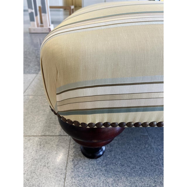 Wood George Smith Striped Ottoman For Sale - Image 7 of 12