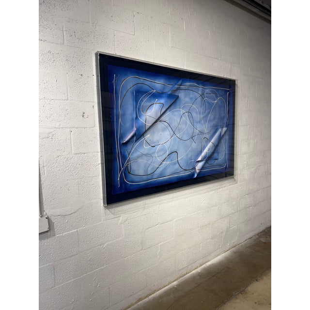 Abstract Large Scale Abstract Acylic on Paper Art Encased in Plexiglass, Signed by Artist For Sale - Image 3 of 17